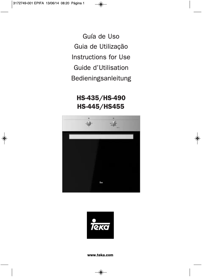 Page n°1 - Manuel utilisateur Teka HS 490