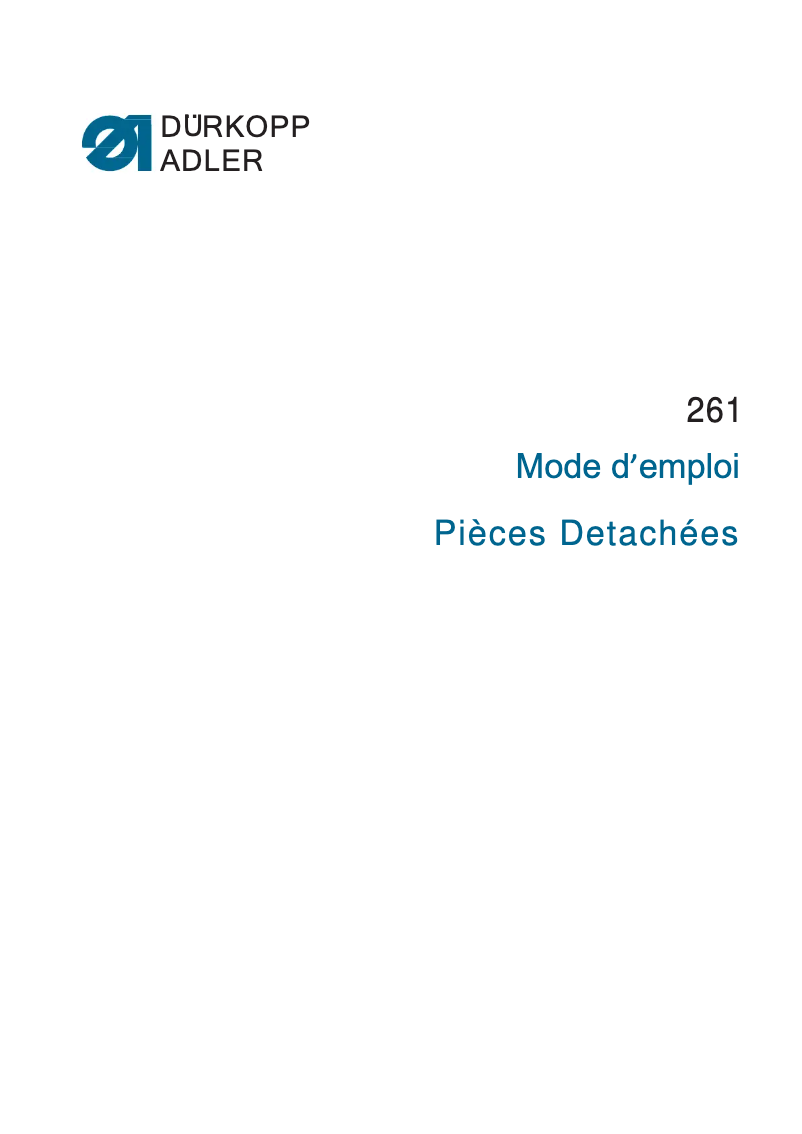 Page 1 de la notice Manuel utilisateur Dürkopp Adler 261-01