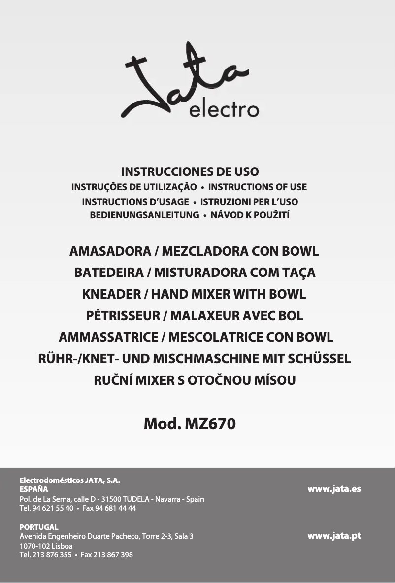 Page 1 de la notice Manuel utilisateur Jata MZ670