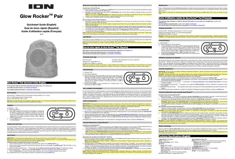 Page 1 de la notice Guide de démarrage rapide ION Glow Rocker