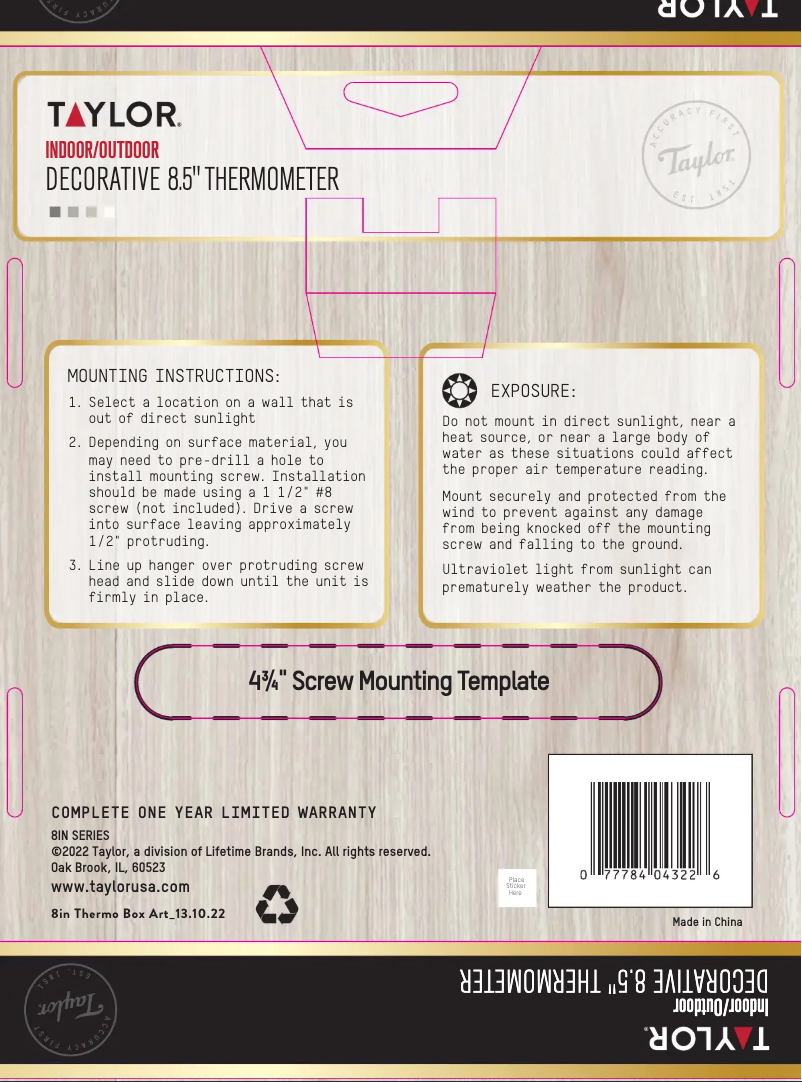 Page 1 de la notice Manuel utilisateur Taylor 5297677