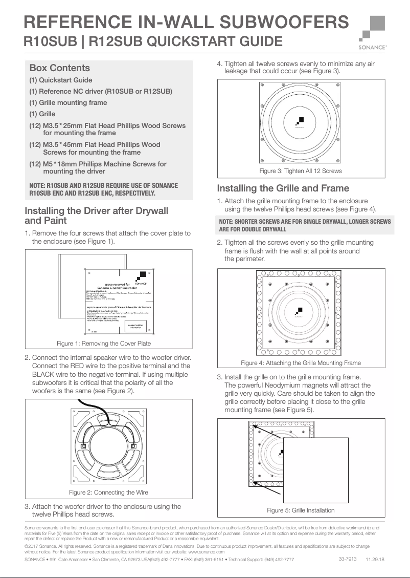 Page n°1 - Manuel utilisateur Sonance Reference R12SUB