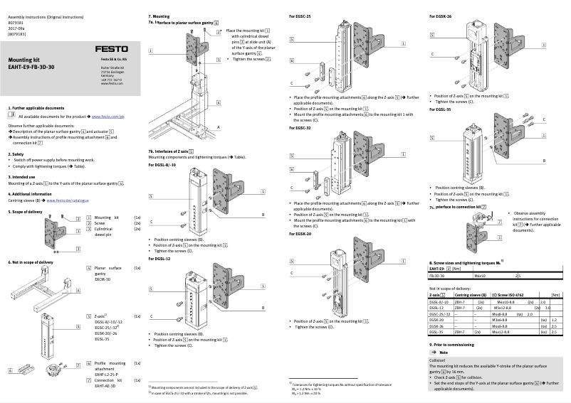 Page n°1 - Manuel utilisateur Festo EAHT-E9-FB-3D-30