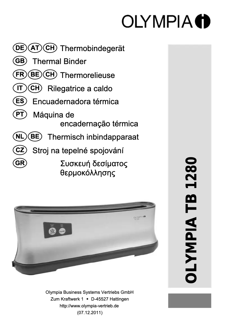 Page 1 de la notice Manuel utilisateur Olympia TB 1280