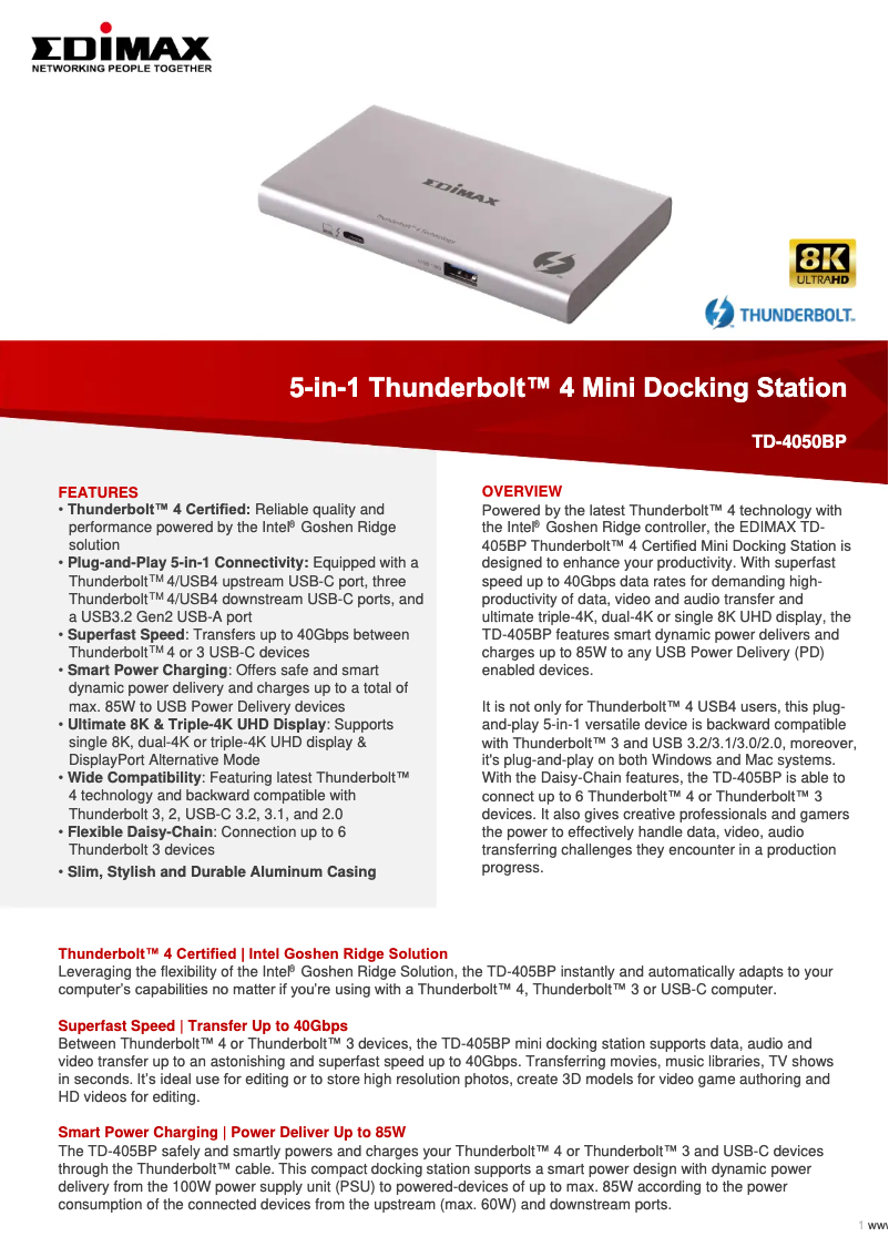 Page n°1 - Fiche technique Edimax TD-405BP