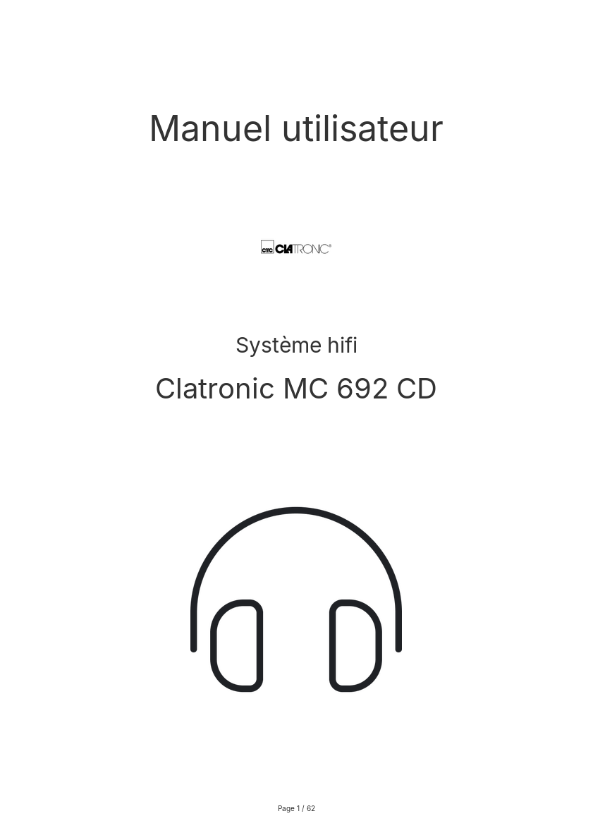Page n°1 - Manuel utilisateur Clatronic MC 692 CD