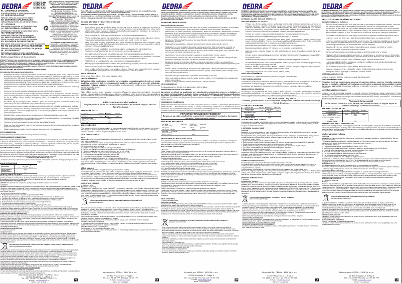 Page n°1 - Manuel utilisateur DEDRA DED7530