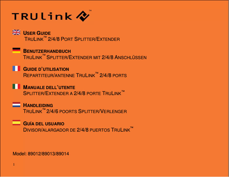 Page 1 de la notice Manuel utilisateur C2G 89012