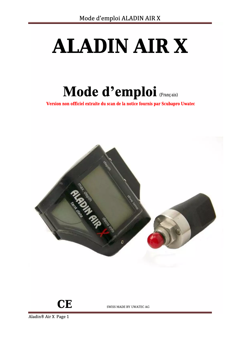 Página 1 del manual Manual de usuario Uwatec Aladin AIR X