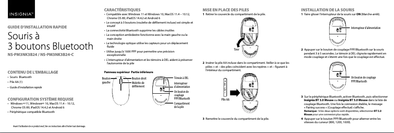 Page n°1 - Manuel utilisateur Insignia NS-PM3NK3B24