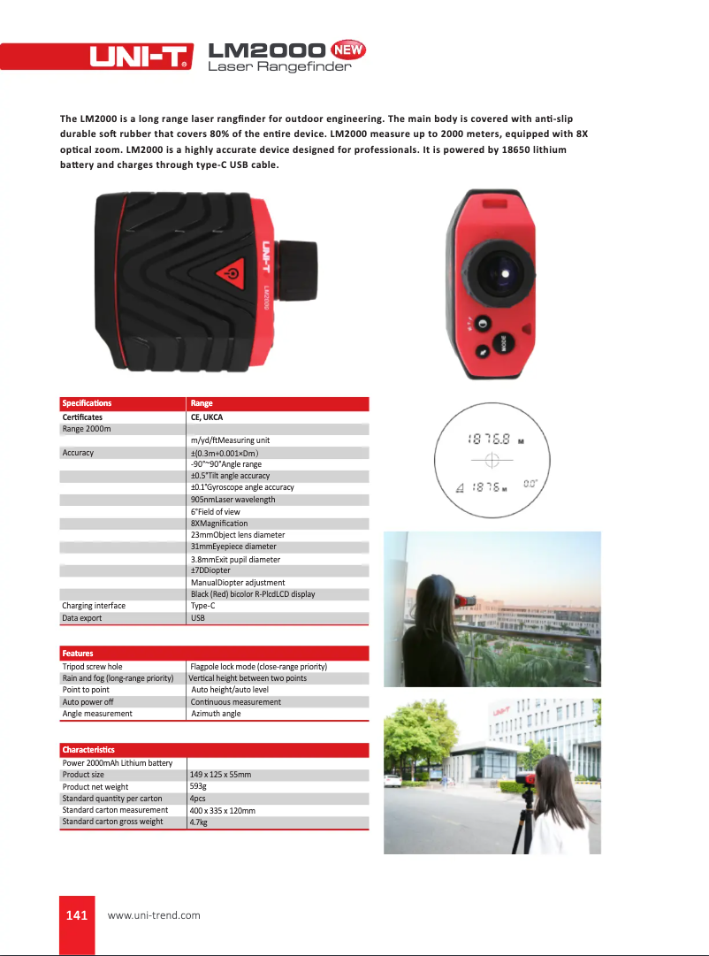 Page n°1 - Fiche technique Uni-T LM2000