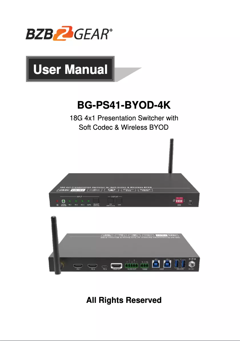 Image de la première page du manuel de l'appareil BG-PS41-BYOD-4K