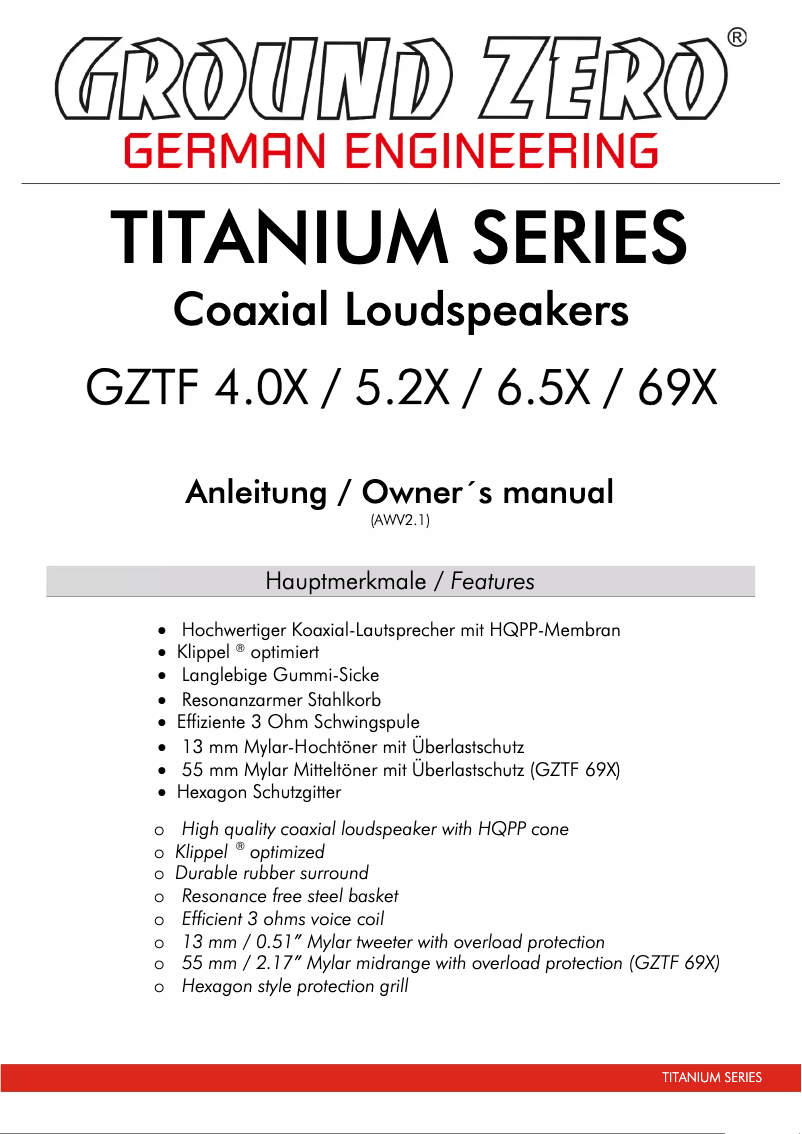 Imagen de la primera página del manual del dispositivo GZTF 69X