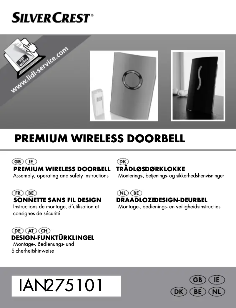 Page 1 de la notice Manuel utilisateur SilverCrest Premium Wireless Doorbell