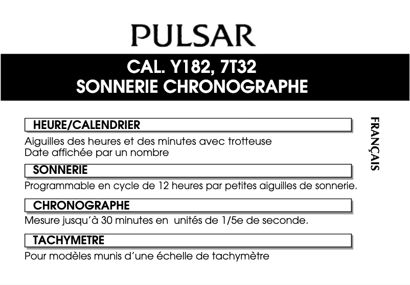 Page 1 de la notice Manuel utilisateur Pulsar 7T32