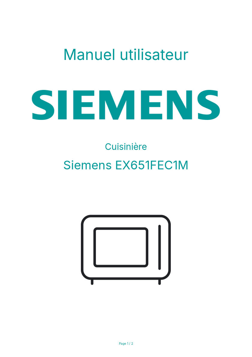 Page n°1 - Manuel utilisateur Siemens EX651FEC1M