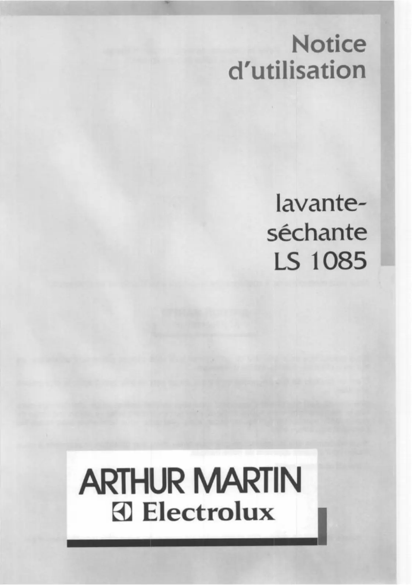 Page 1 de la notice Manuel utilisateur Arthur Martin-Electrolux LS 1085