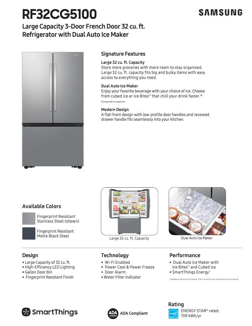 Page 1 de la notice Fiche technique Samsung RF32CG5100SR