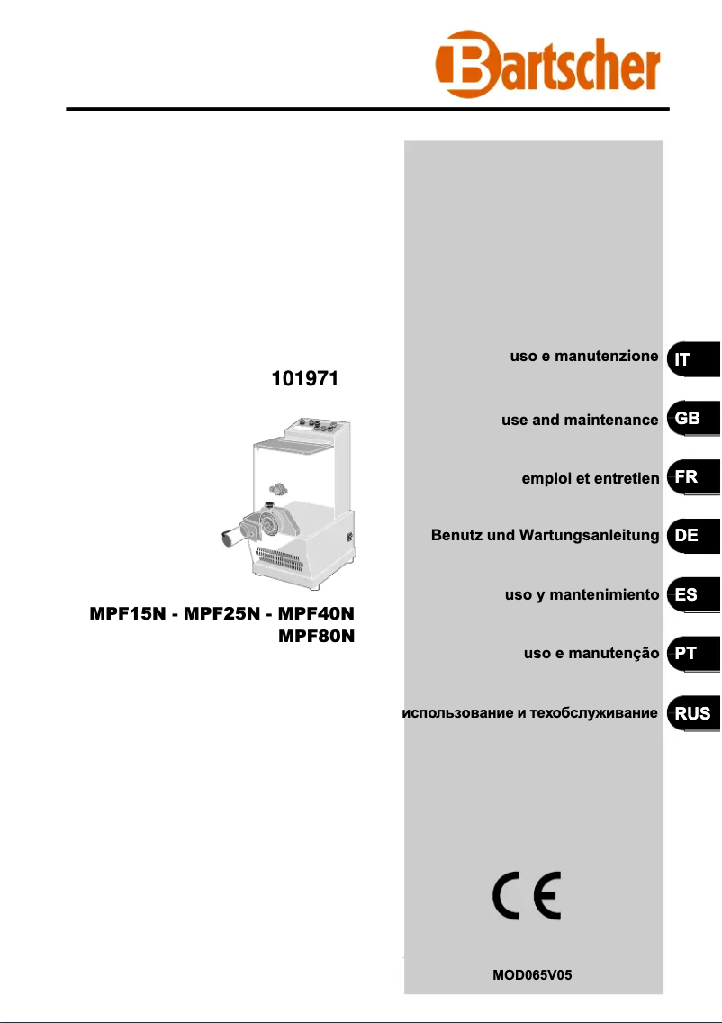 Page 1 de la notice Manuel utilisateur Bartscher 101971