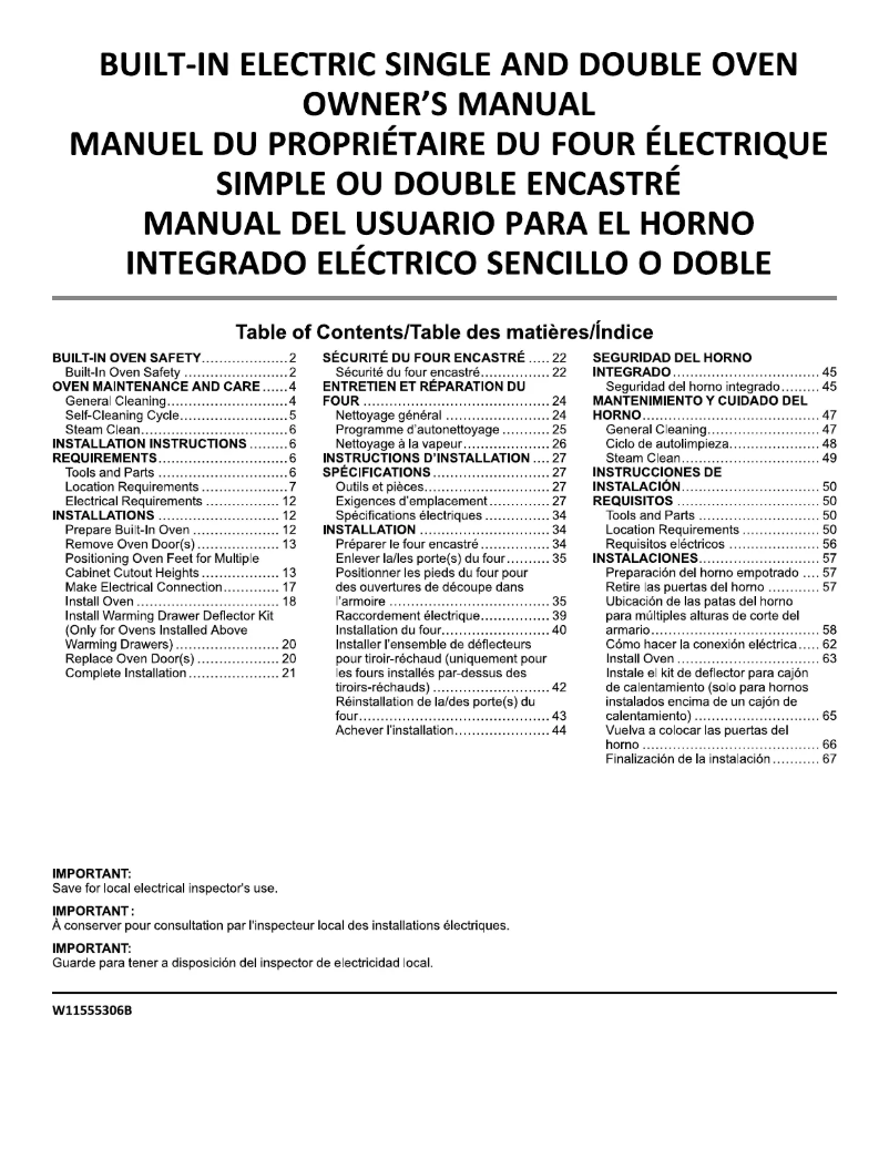 Page n°1 - Manuel utilisateur Maytag MOES6027LZ