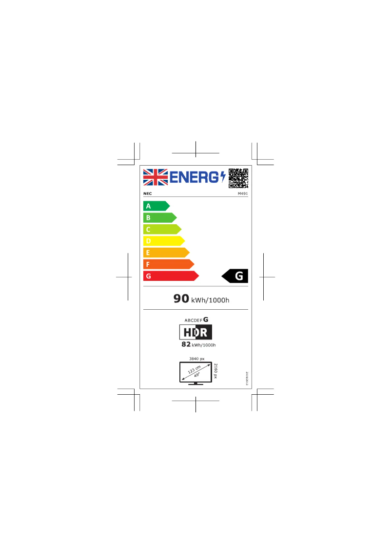 Page n°1 - Label énergétique NEC MultiSync M491