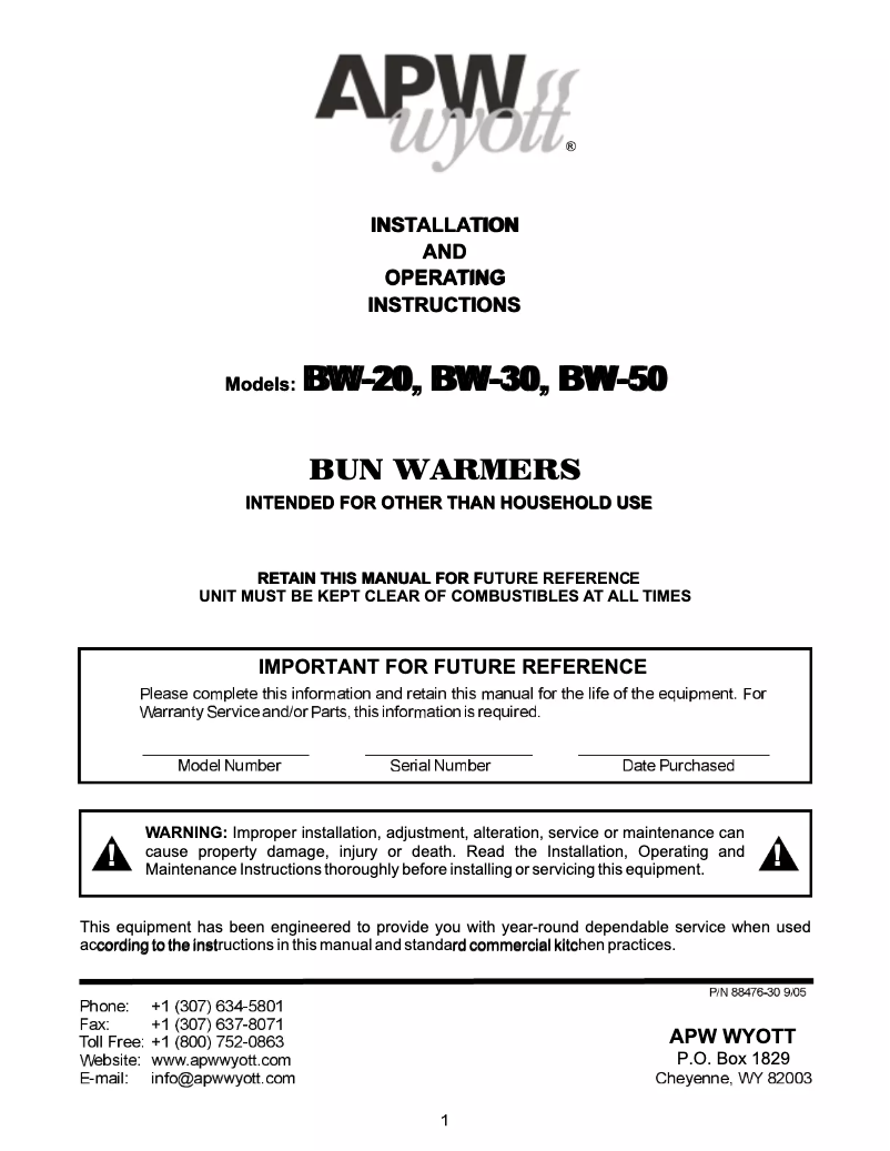 Image de la première page du manuel de l'appareil BW-50