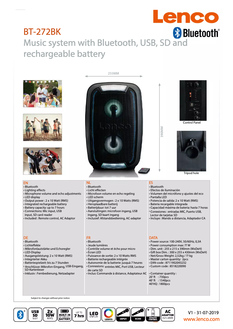 Page n°1 - Manuel utilisateur Lenco BT-272