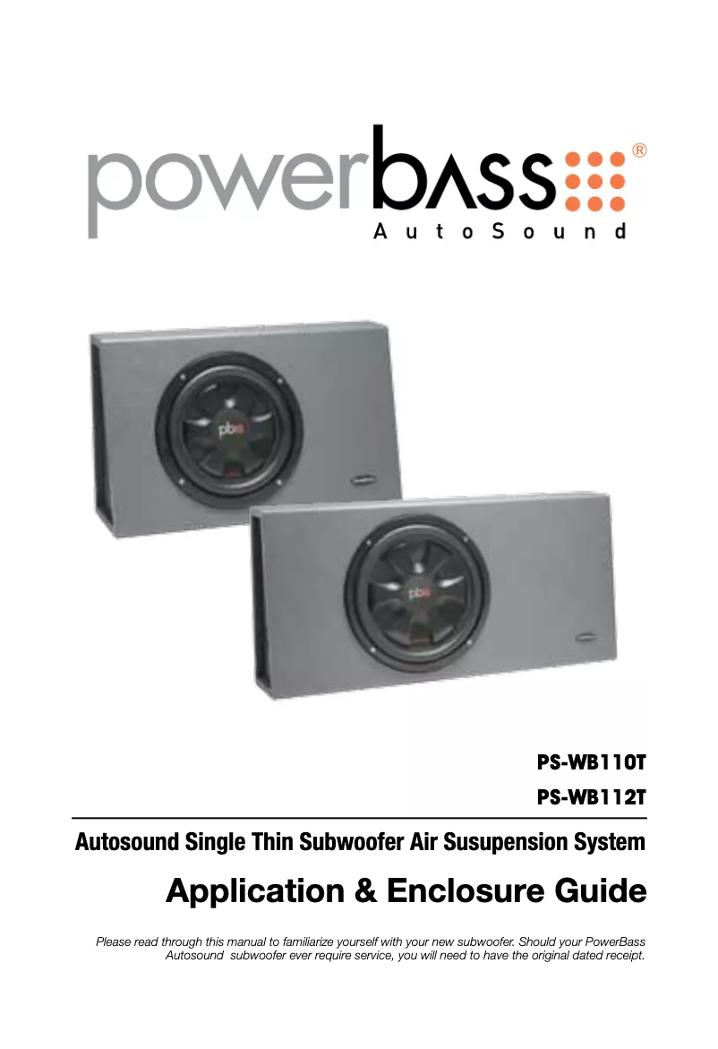 Page 1 de la notice Manuel utilisateur PowerBass PS-WB112T