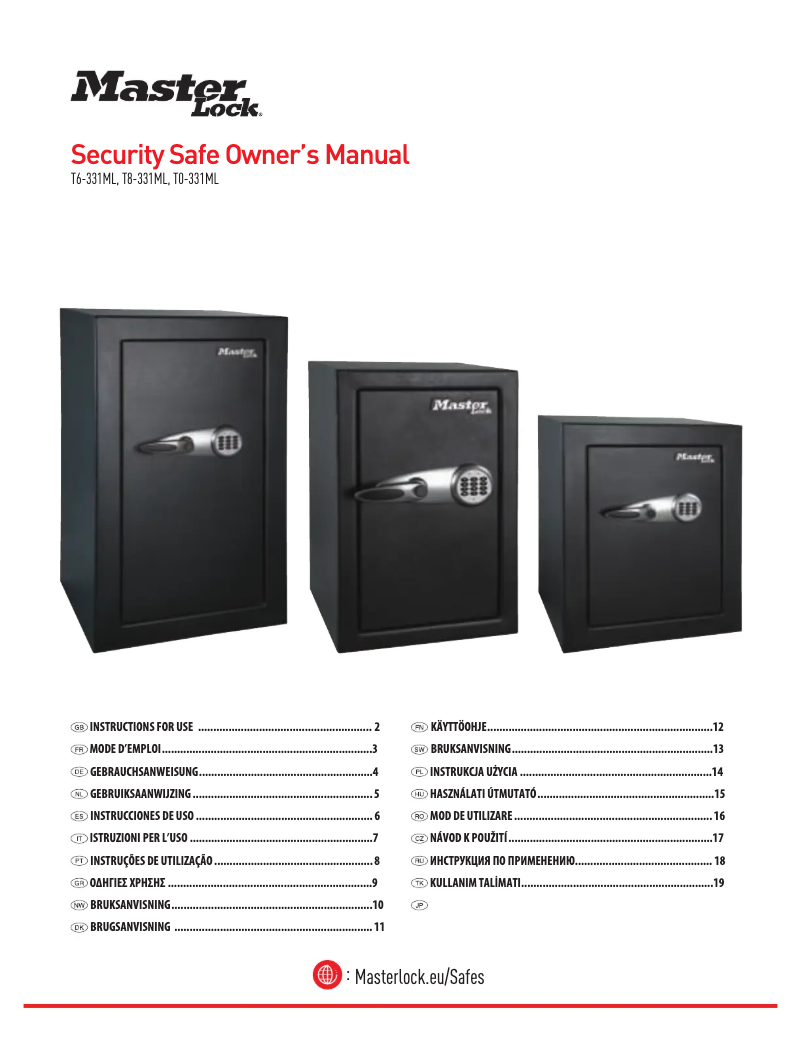 Página 1 del manual Manual de usuario Master Lock T8-331ML