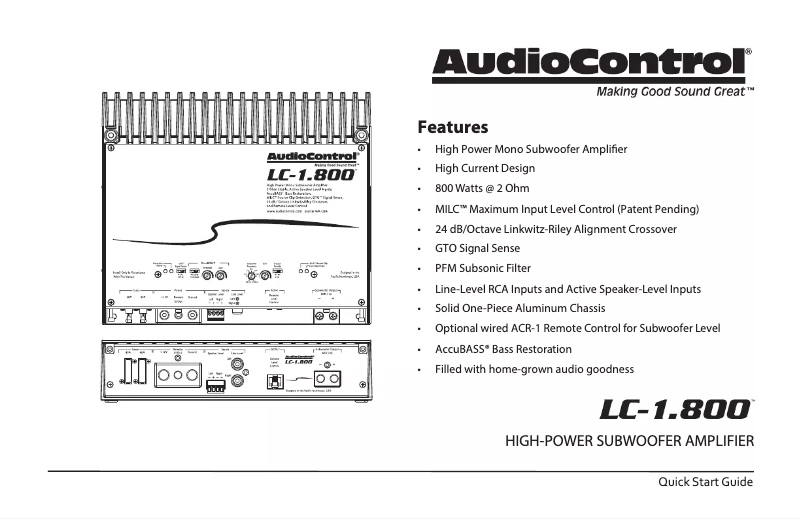Página 1 del manual Manual de usuario AudioControl LC-1.1500