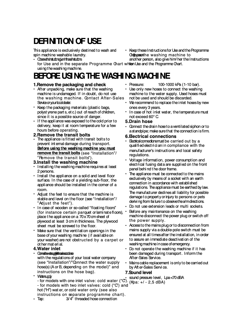 Page 1 de la notice Manuel utilisateur Whirlpool AWM 9200