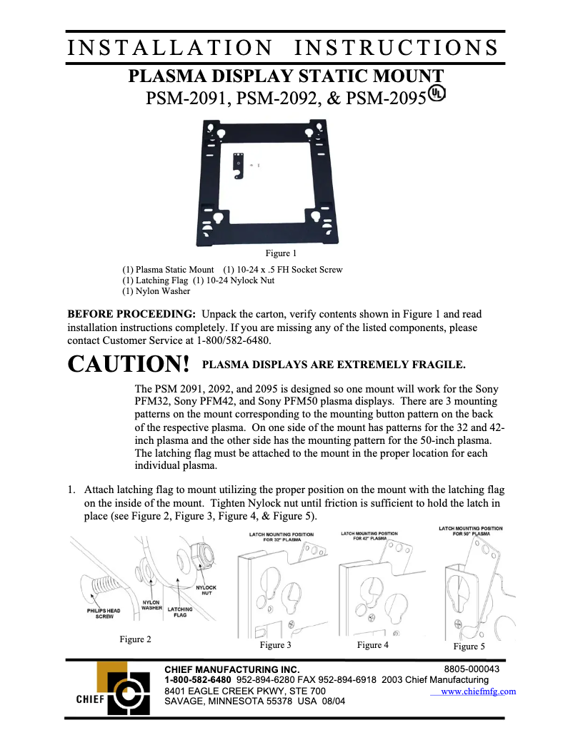 Page n°1 - Manuel utilisateur Chief PSM2095