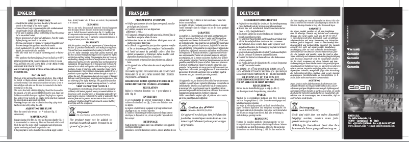 Page 1 de la notice Manuel utilisateur Eden 105