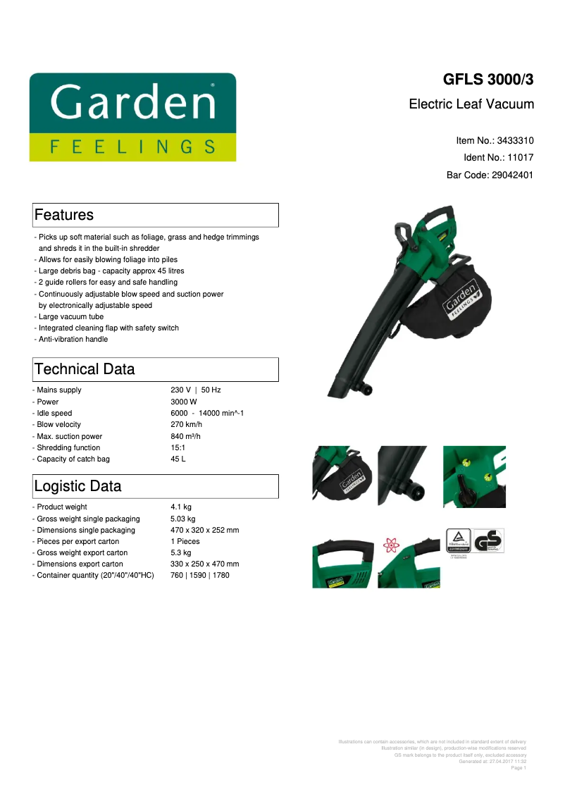 Image de la première page du manuel de l'appareil GFLS 3000/3