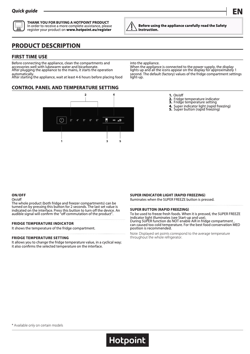 Page n°1 - Manuel utilisateur Hotpoint H3T 811I W