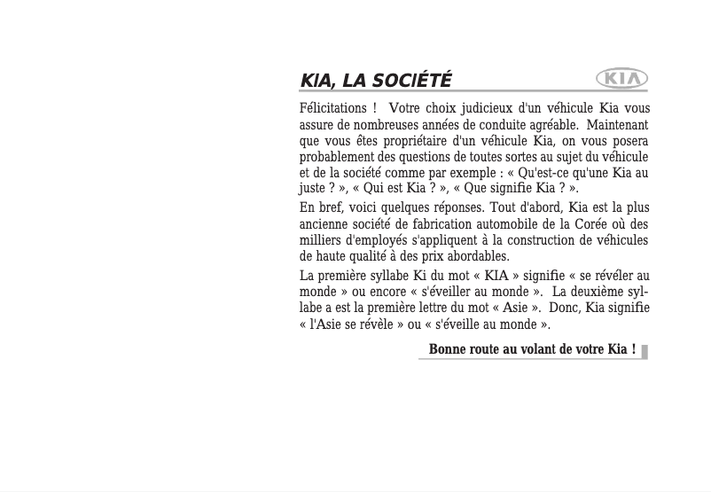 Page 1 de la notice Manuel utilisateur Kia Sportage (2009)