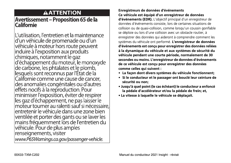 Página 1 del manual Manual de usuario Honda Insight (2021)