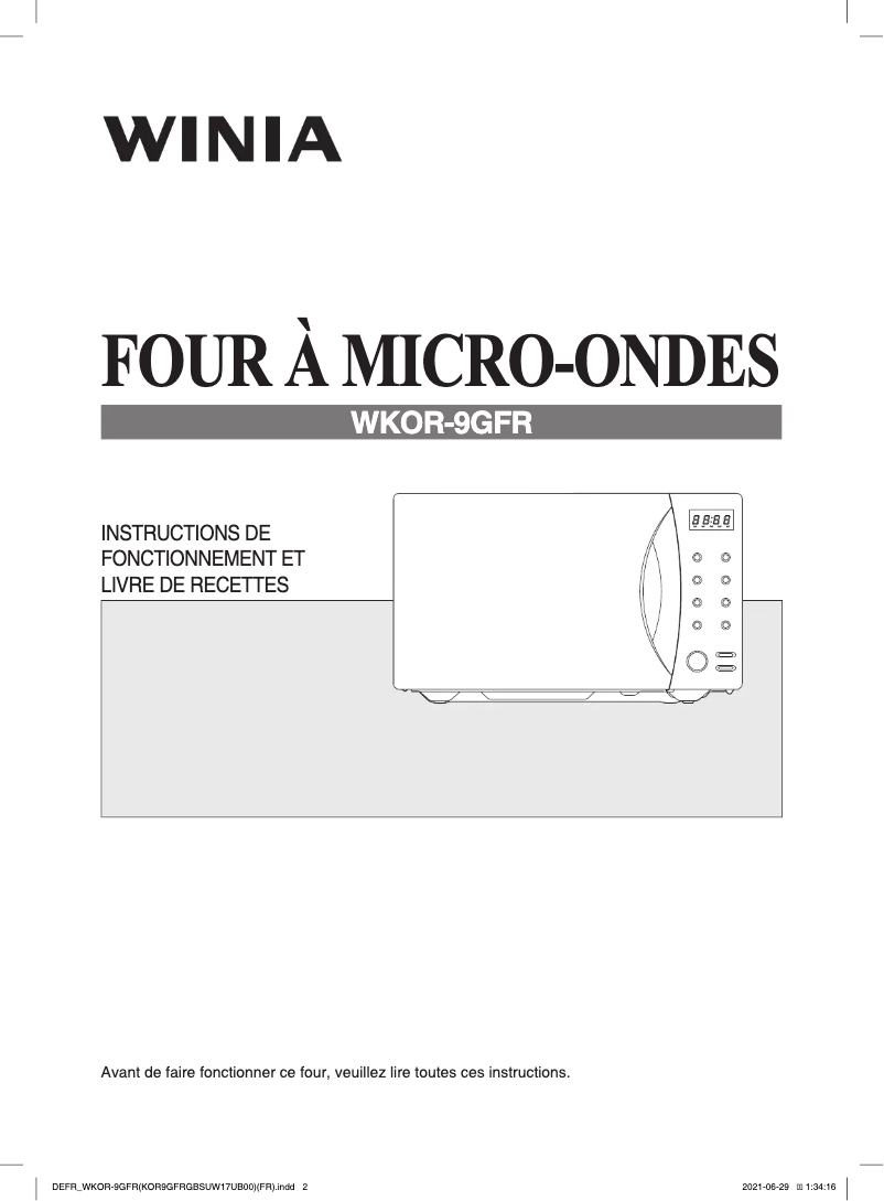 Page 1 de la notice Manuel utilisateur Winia WKOR-9GFR