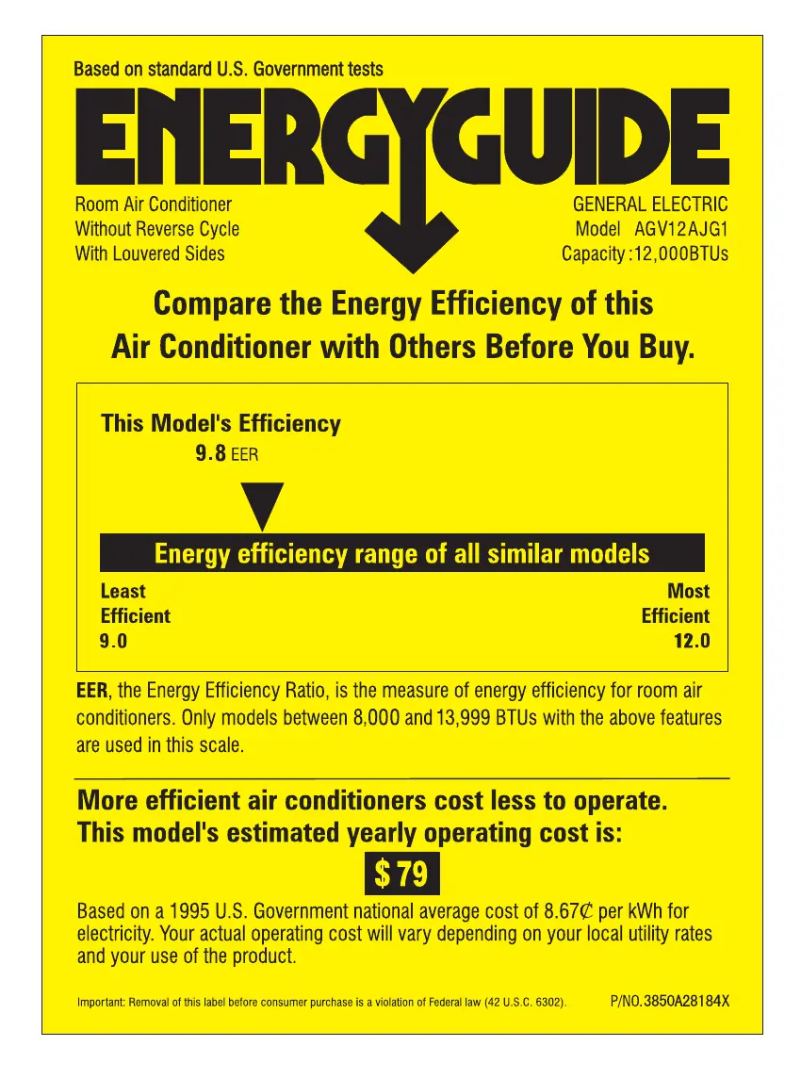 Page n°1 - Label énergétique GE AGV12AJ