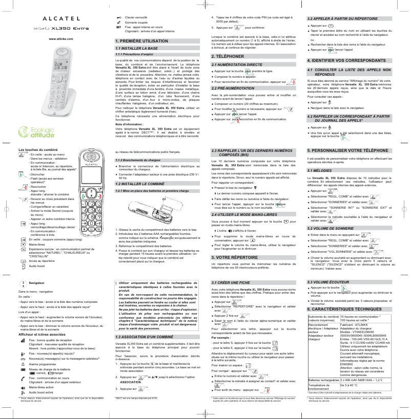 Imagen de la primera página del manual del dispositivo Versatis XL350 Extra