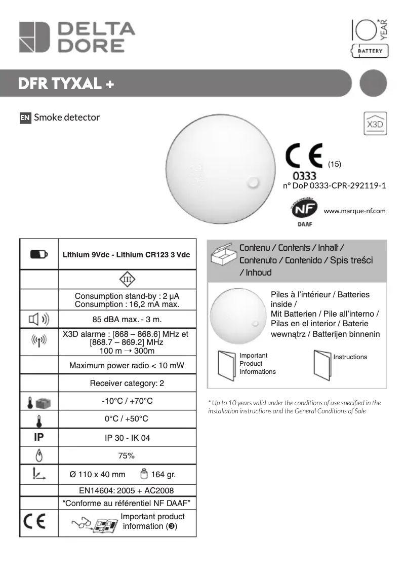 Image de la première page du manuel de l'appareil Tyxal+ DFR