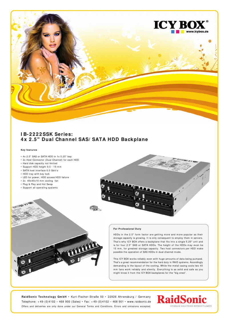 Page 1 de la notice Fiche technique Icy Box Carrier IB-2222SSK