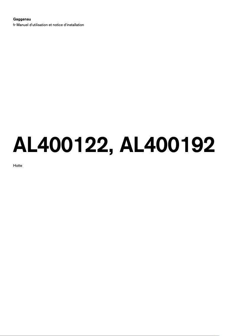 Page 1 de la notice Guide d'installation Gaggenau AL400122