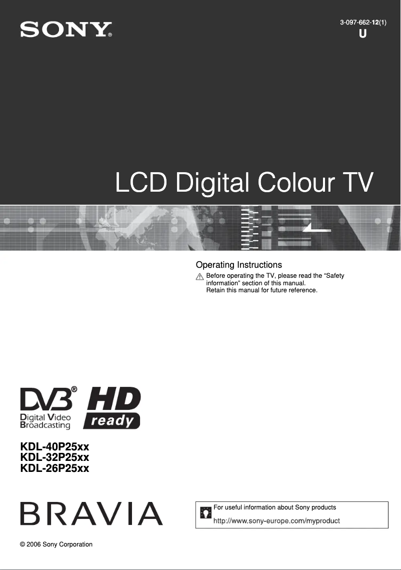 Page 1 de la notice Manuel utilisateur Sony Bravia KDL-26P2520E