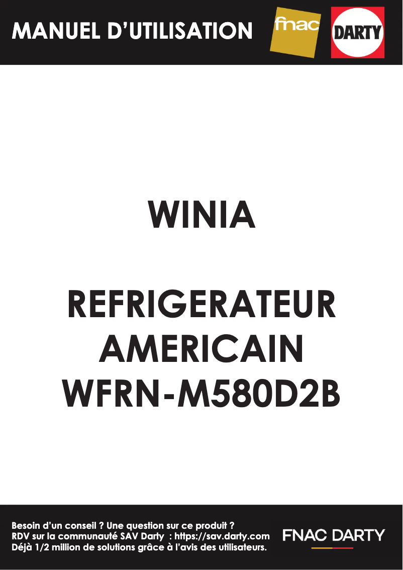 Page n°1 - Manuel utilisateur Winia WFRN-M580D2B