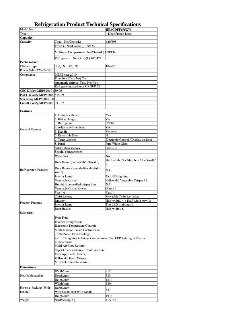 Image de la première page du manuel de l'appareil HR6CDFF695GW