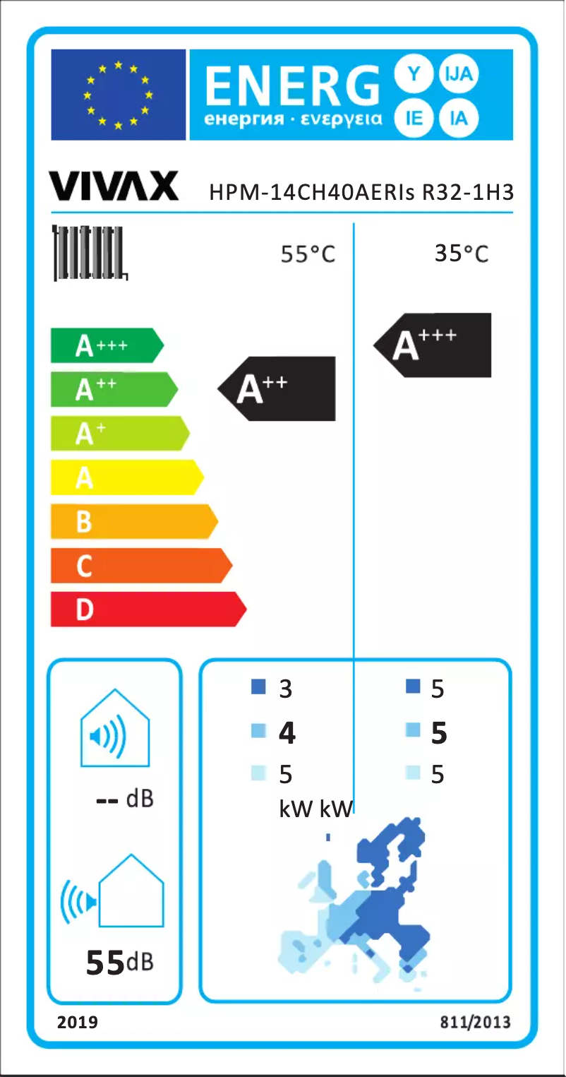 Page 1 de la notice Label énergétique Vivax HPM-14CH40AERIs-1H3