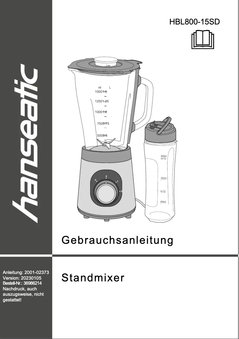 Imagen de la primera página del manual del dispositivo HBL800-15SD