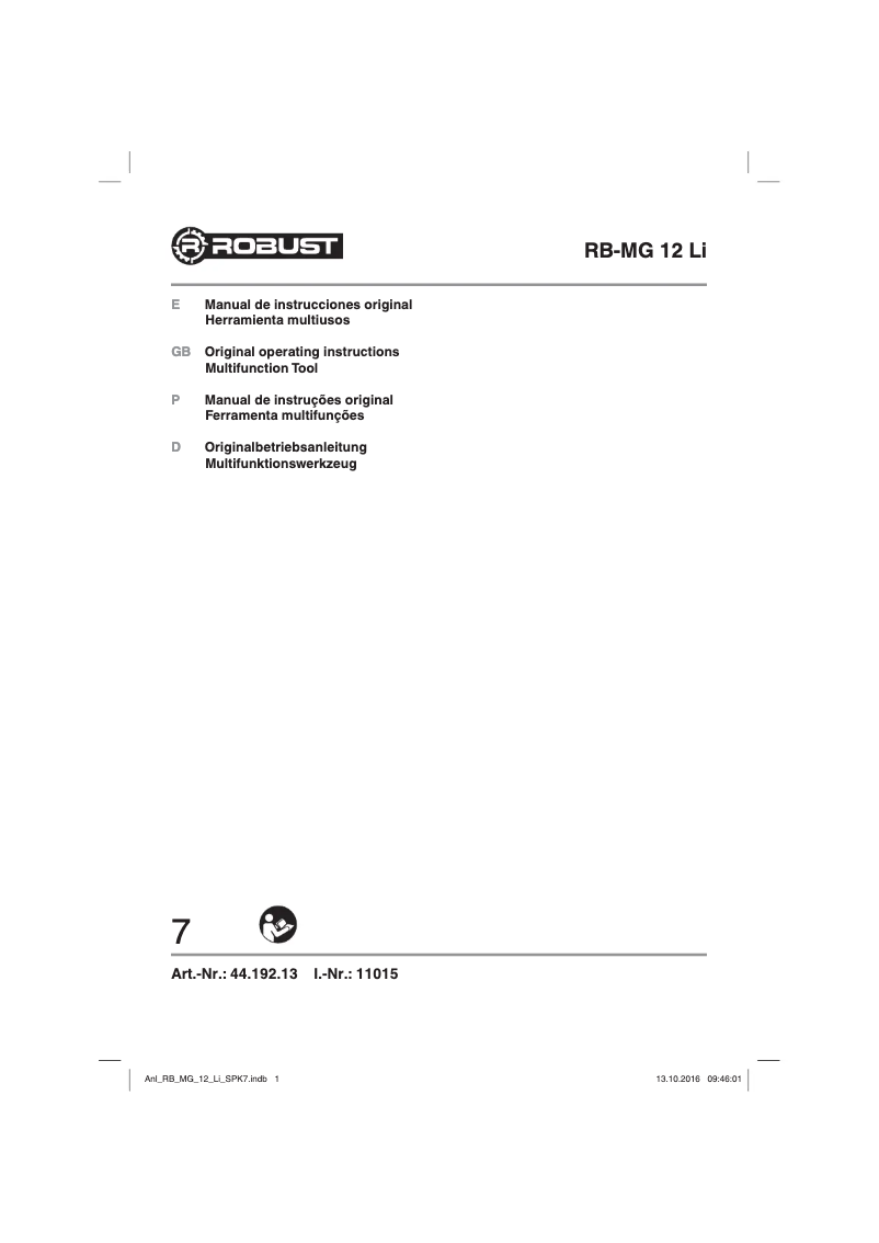 Page n°1 - Manuel utilisateur Robust RB-TK 12 Li