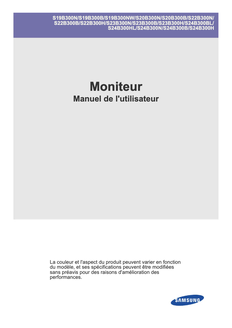 Page 1 de la notice Manuel utilisateur Samsung SyncMaster S22A300N